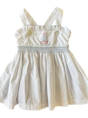Shrimp and Grits Kids White Smocked Sailboat  Top size 4T